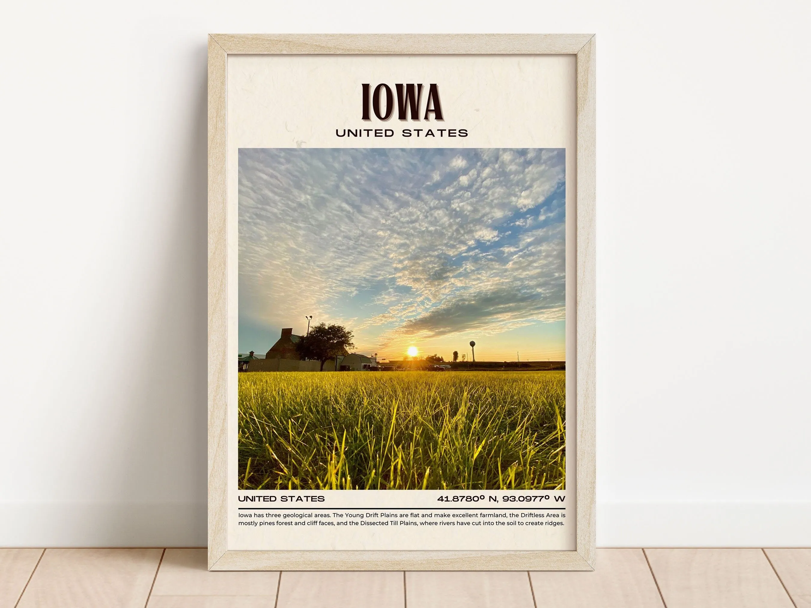 Iowa Vintage Wall Art, USA
