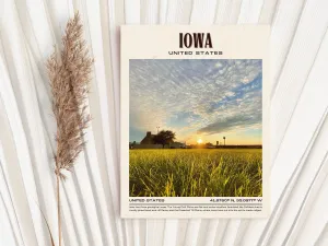 Iowa Vintage Wall Art, USA