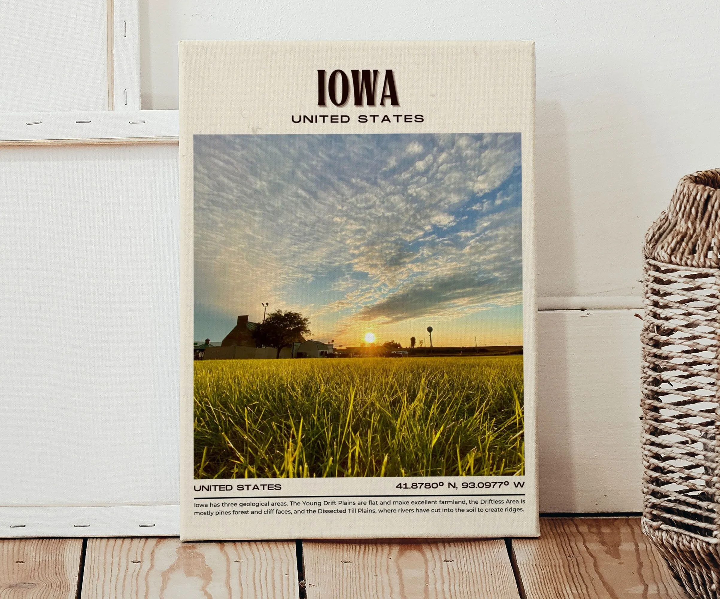 Iowa Vintage Wall Art, USA