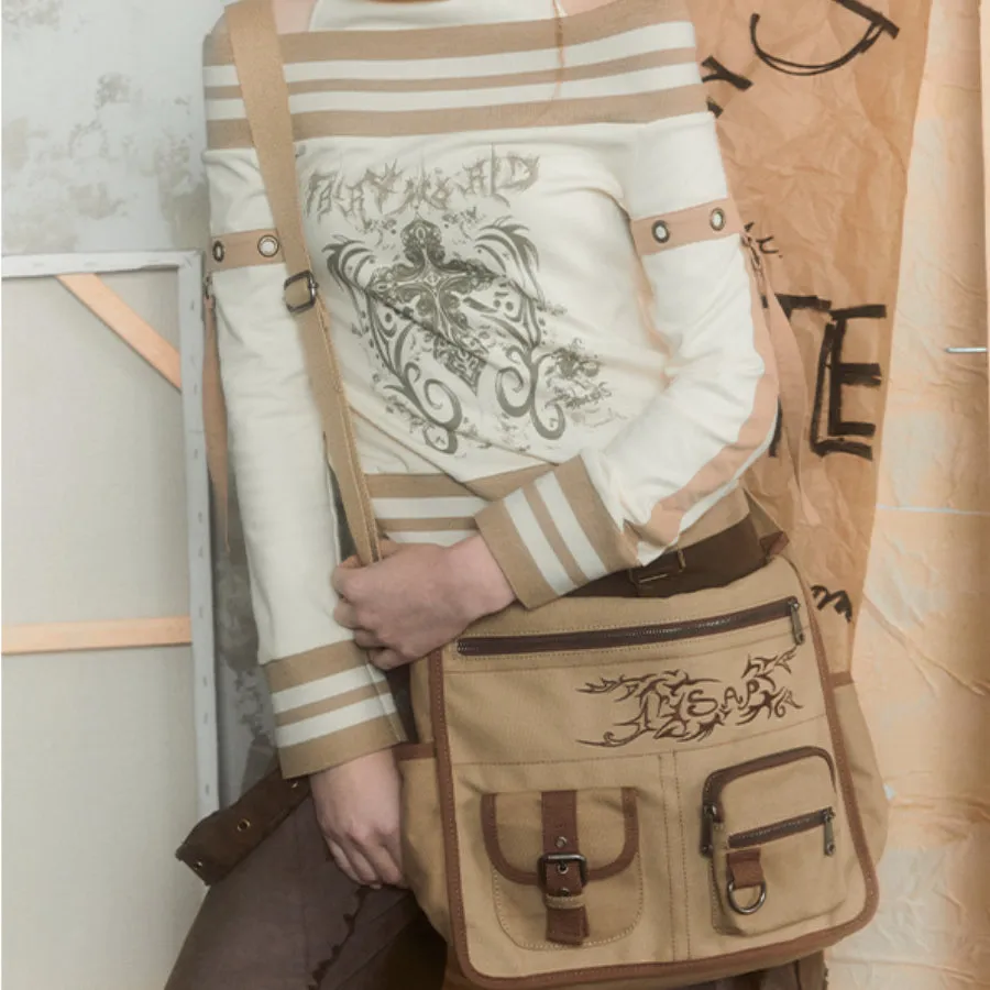 Japanese Style Vintage Canvas Crossbody Bag