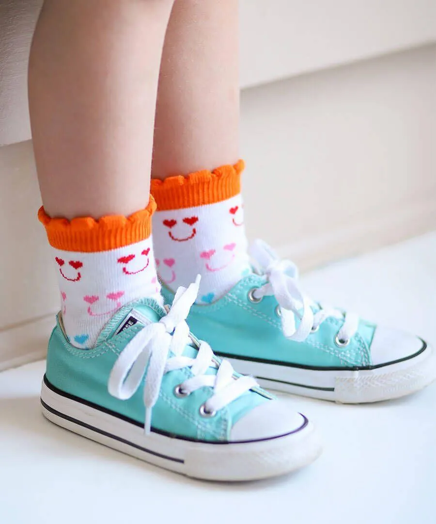 Jefferies 6pk Rainbow Stripes Hearts Smiley Face Crew Socks