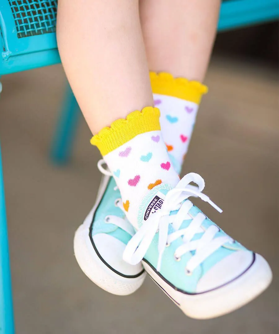 Jefferies 6pk Rainbow Stripes Hearts Smiley Face Crew Socks