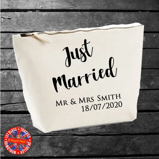 Just Married Personalised Accessories Canvas Bag