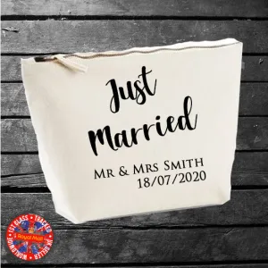 Just Married Personalised Accessories Canvas Bag
