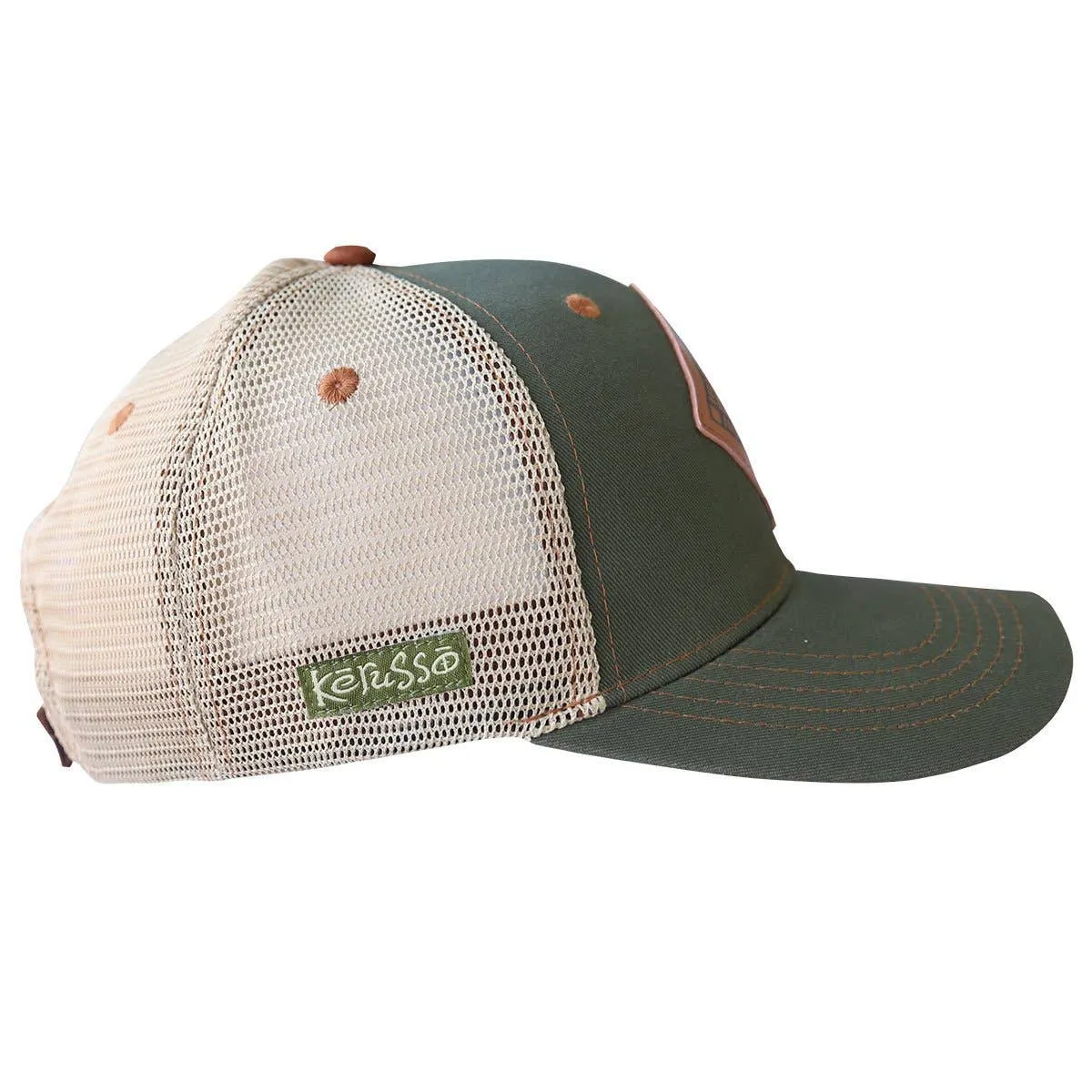 Kerusso Mens Cap John 3:16 Leather: One Size Fits Most / Military Green/Tan