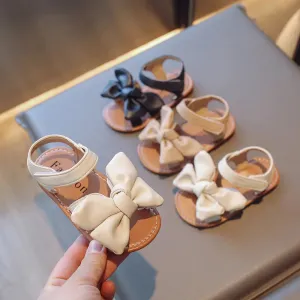 Kids Bow-knot Flat Leather Shoes