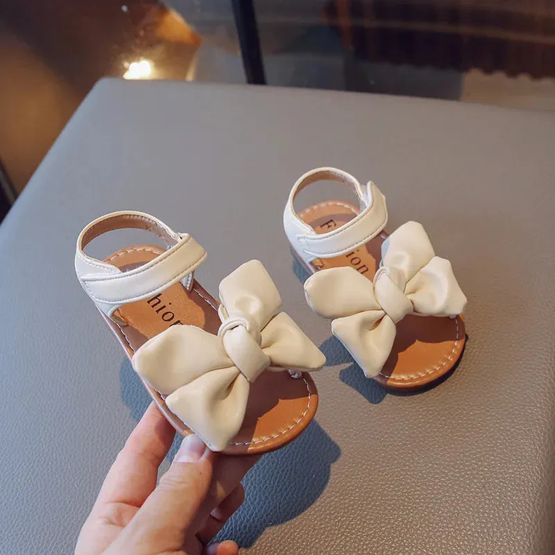 Kids Bow-knot Flat Leather Shoes