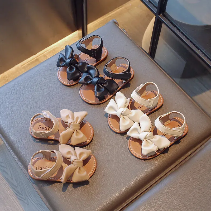 Kids Bow-knot Flat Leather Shoes