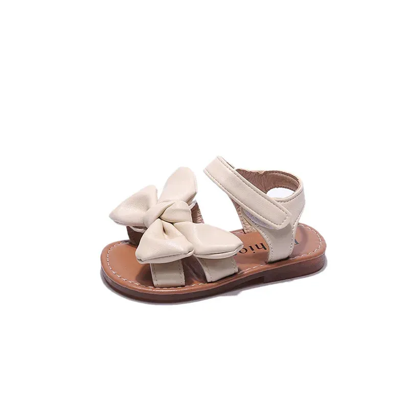 Kids Bow-knot Flat Leather Shoes
