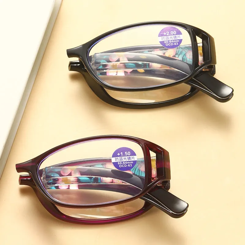LADIES PRINTED FOLDING ANTI-BLUE LIGHT READING GLASSES