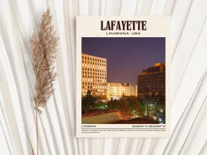 Lafayette Vintage Wall Art, Louisiana, USA