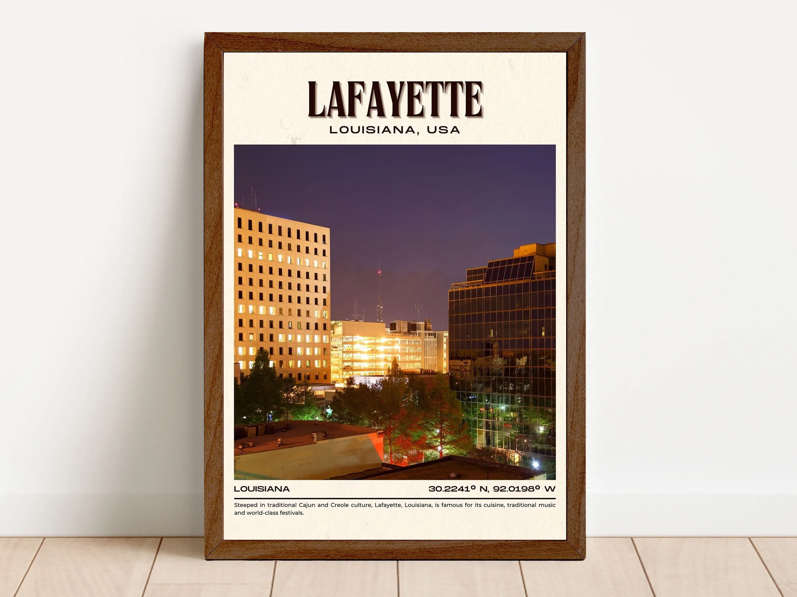 Lafayette Vintage Wall Art, Louisiana, USA