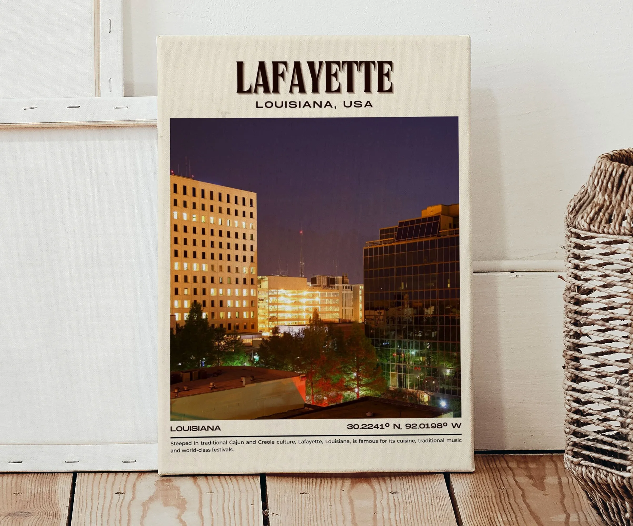 Lafayette Vintage Wall Art, Louisiana, USA