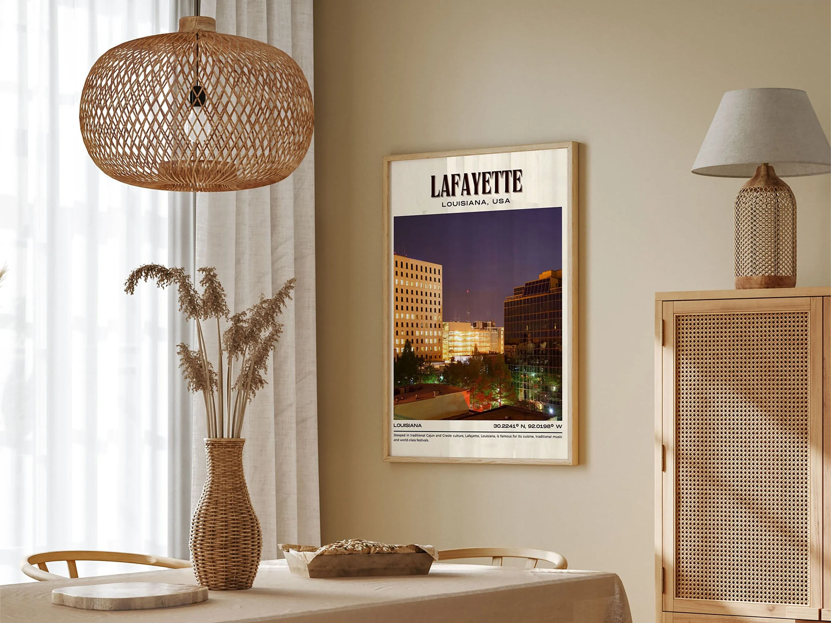 Lafayette Vintage Wall Art, Louisiana, USA