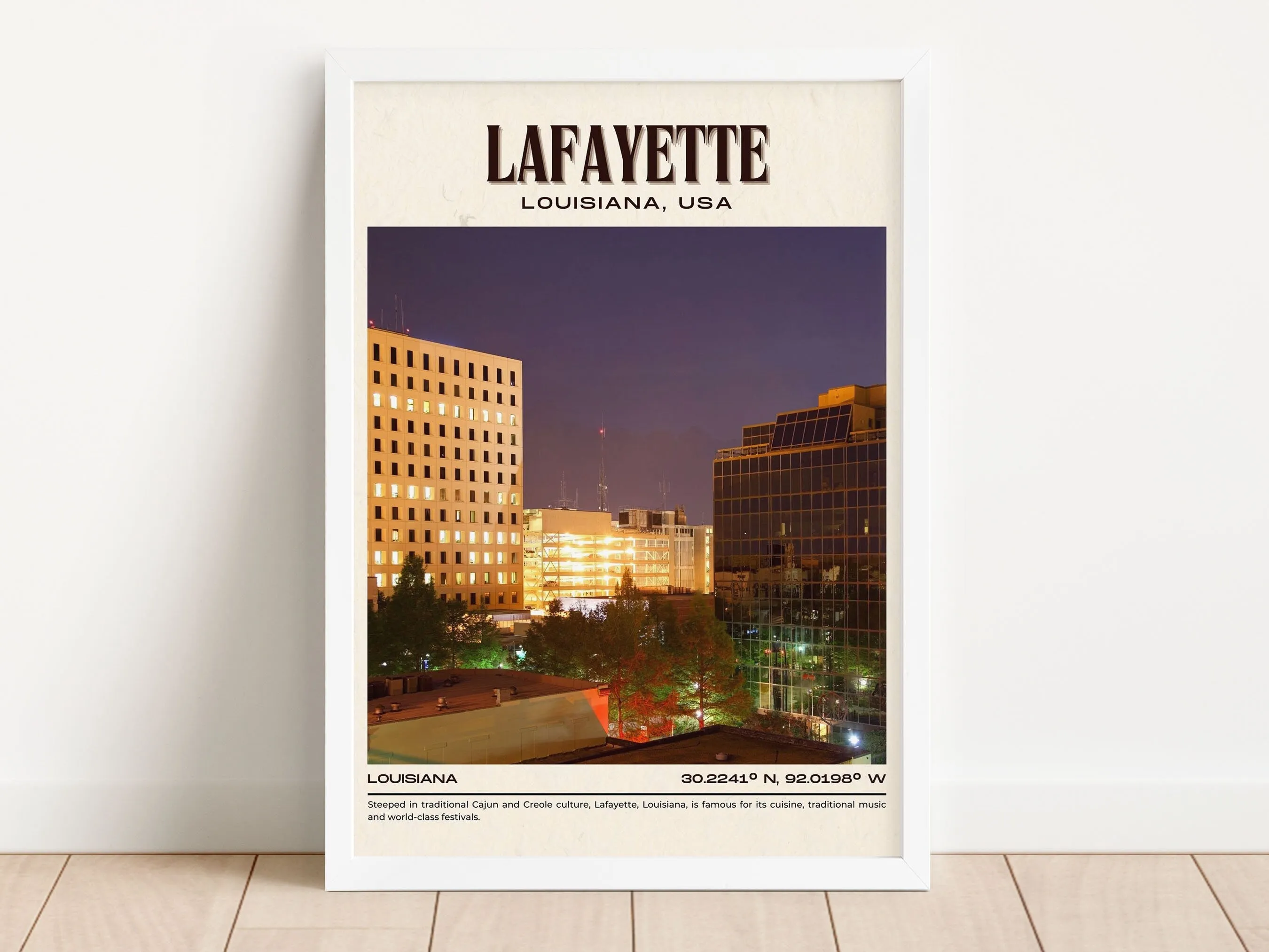 Lafayette Vintage Wall Art, Louisiana, USA