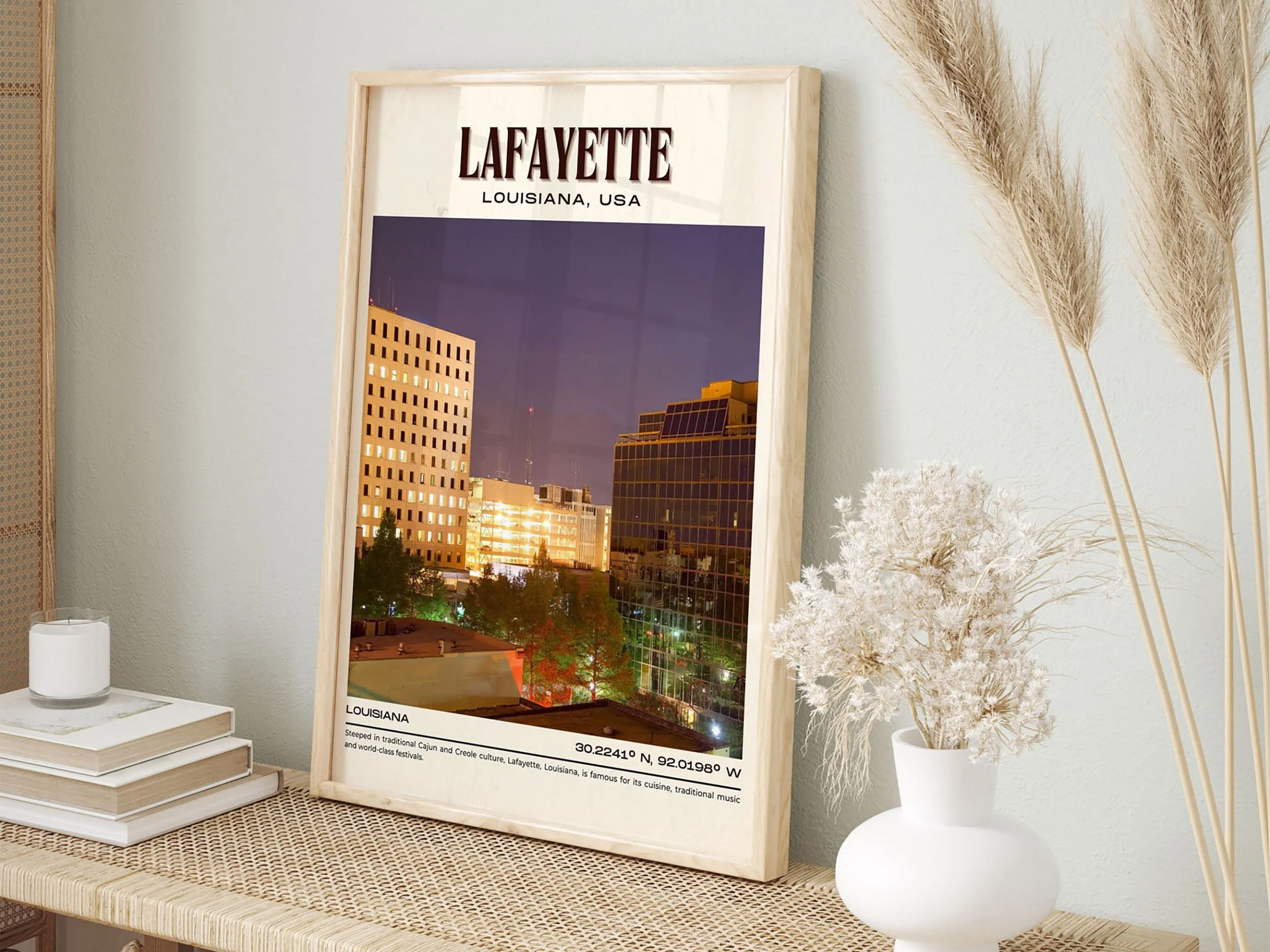 Lafayette Vintage Wall Art, Louisiana, USA