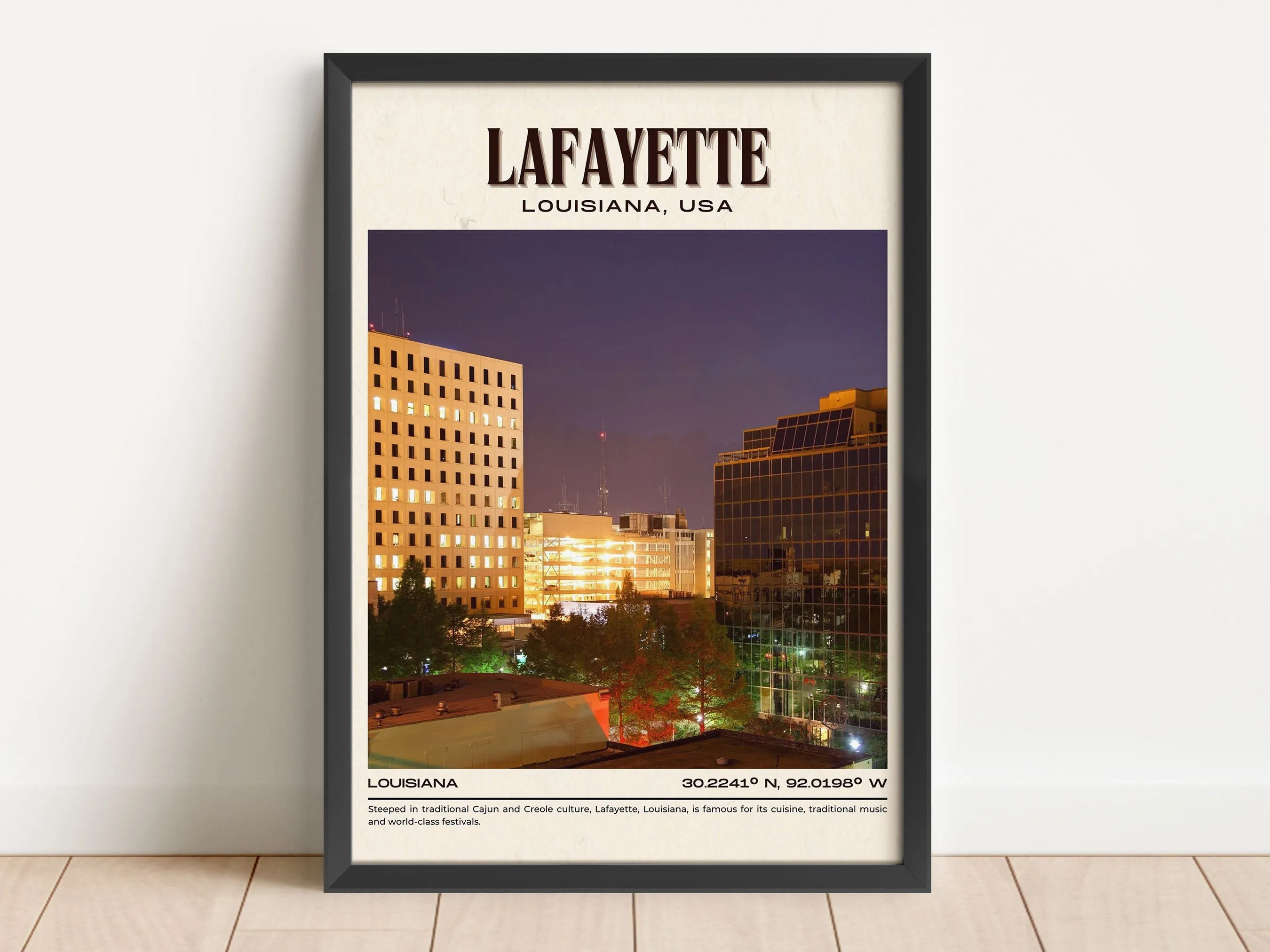 Lafayette Vintage Wall Art, Louisiana, USA
