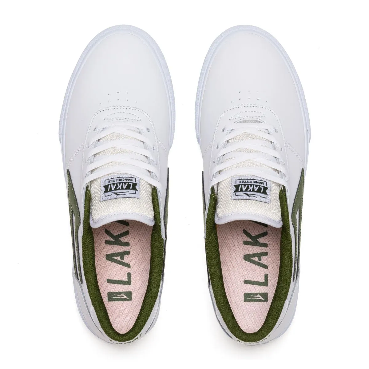 Lakai Manchester Leather Skate Shoes - White/Olive