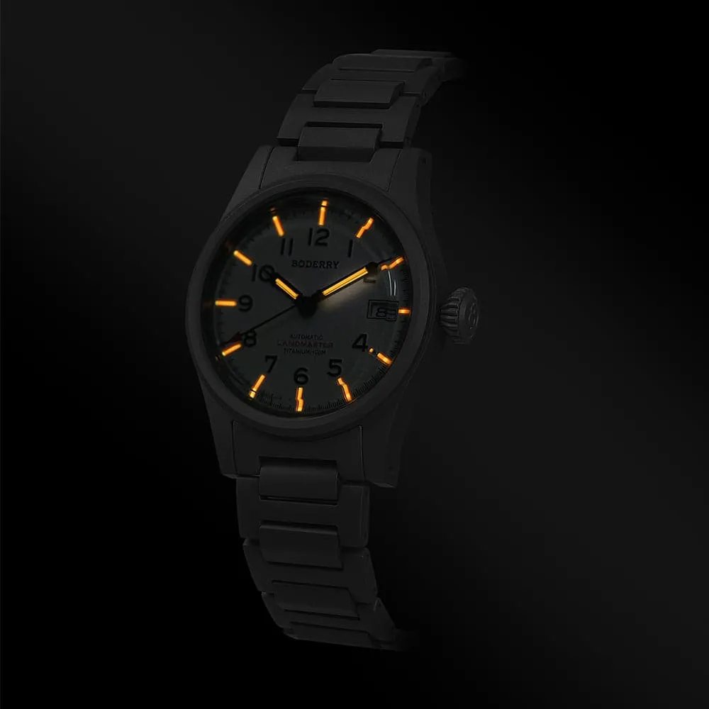 LANDMASTER - 100M Waterproof Titanium Automatic Field Watch | White-bracelet