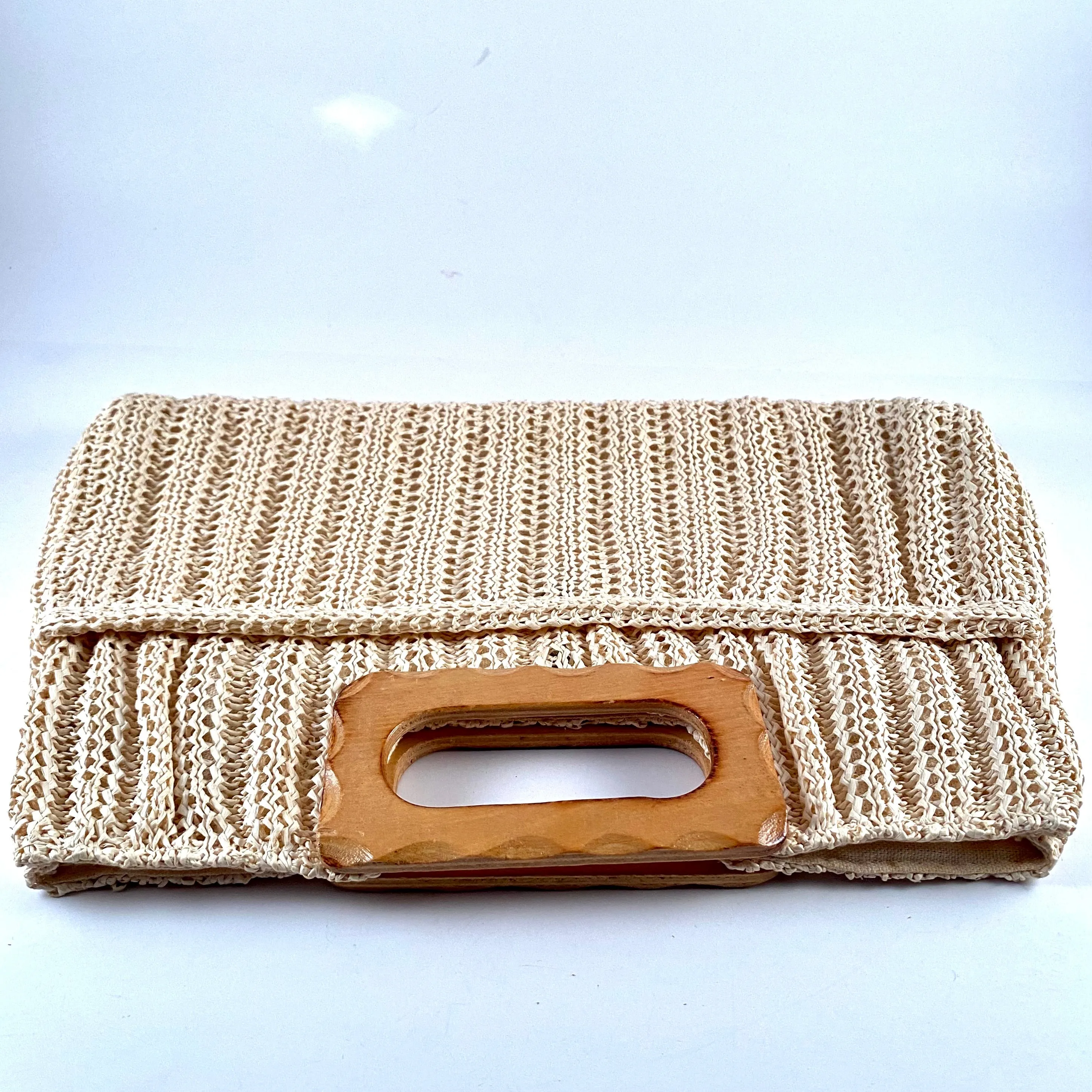Late 70s/ Early 80s Bag World Wooden Handle Purse