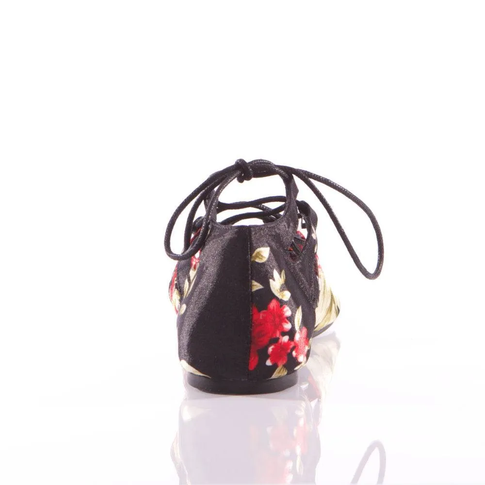 Legato - Black Floral Satin - Street Sole