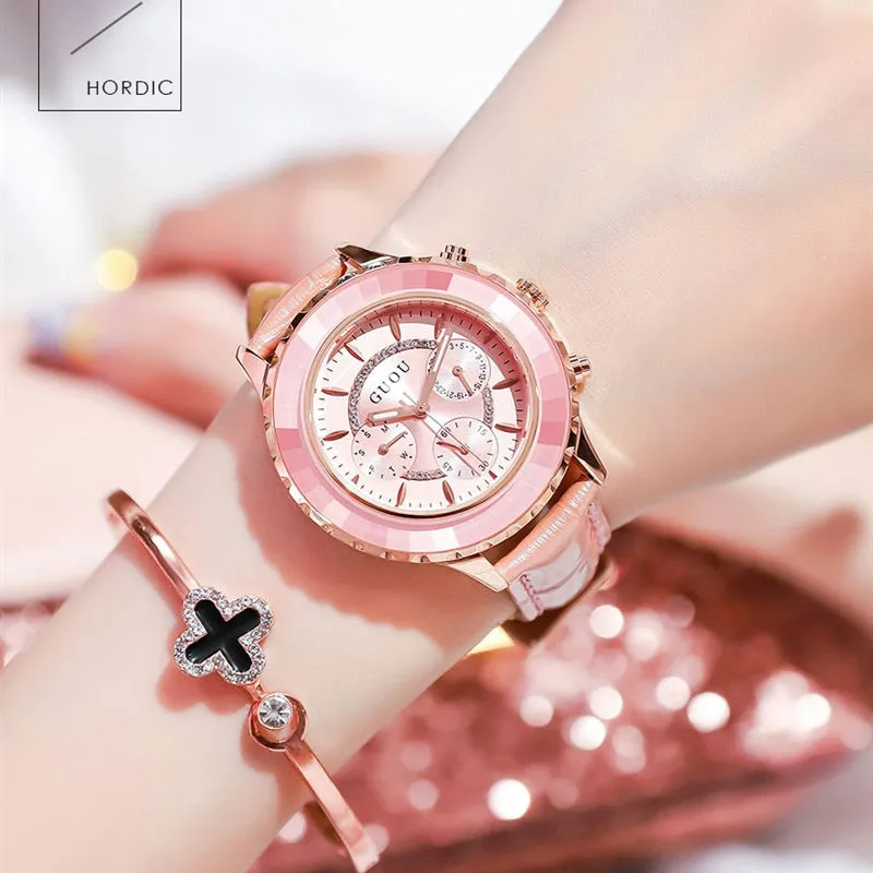 Leisure Leather Strap Women's Watch