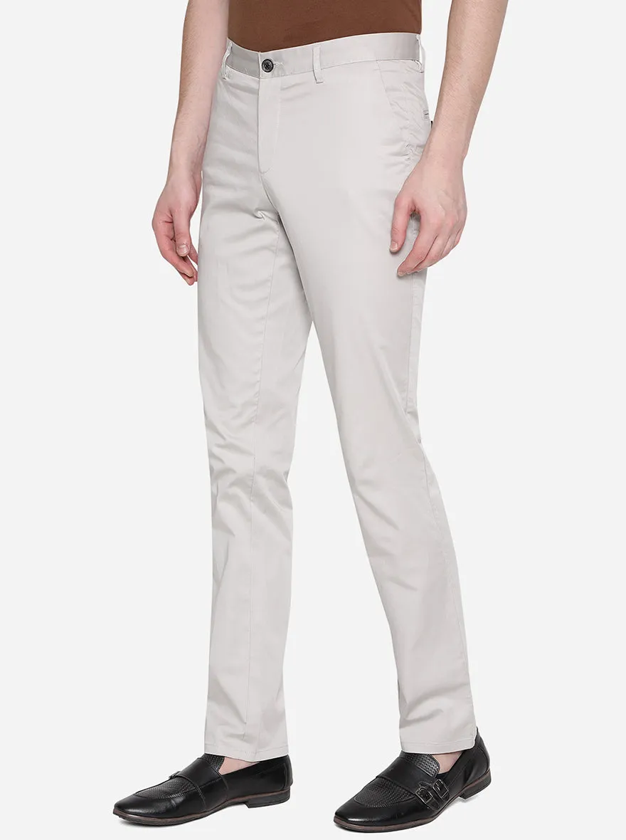 Light Grey Solid Uno Fit Casual Trouser | JadeBlue