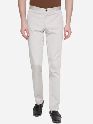 Light Grey Solid Uno Fit Casual Trouser | JadeBlue