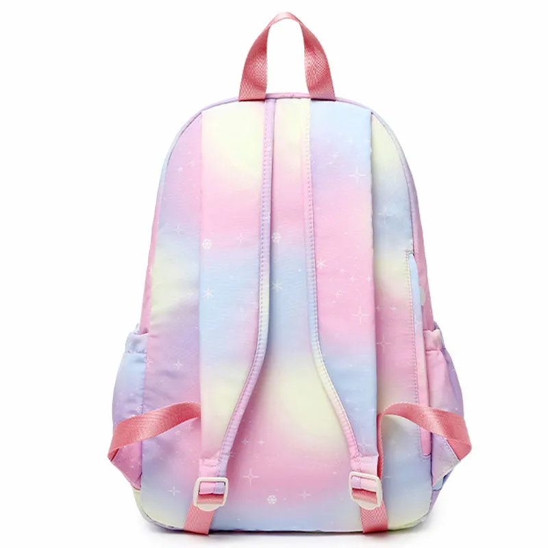 Lightweight Water Resistant Rainbow Backpacks For Teen Girls School Bookbags