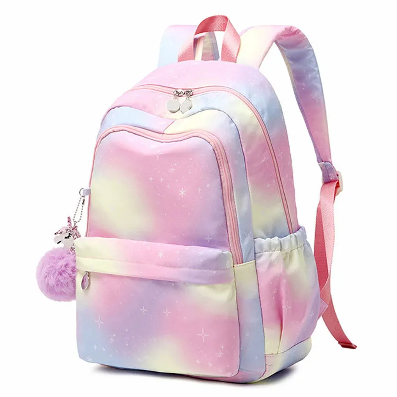 Lightweight Water Resistant Rainbow Backpacks For Teen Girls School Bookbags