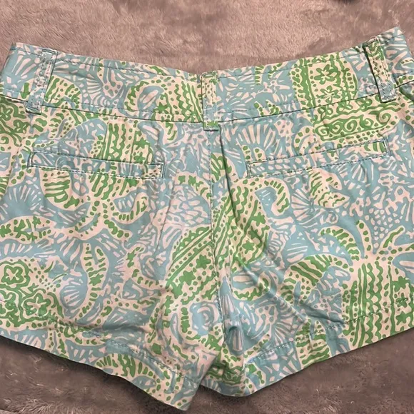 LILLY PULITZER The Walsh shorts blue green crab get crackin’ size 00 like new
