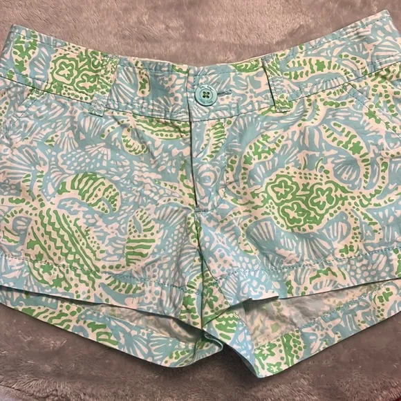 LILLY PULITZER The Walsh shorts blue green crab get crackin’ size 00 like new