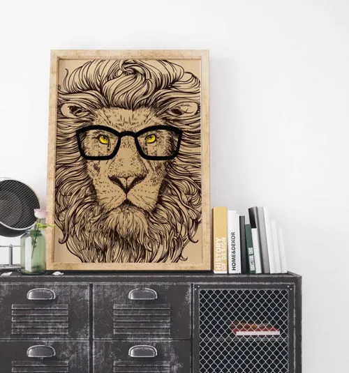 Lion Poster Art Print Canvas Hipster Animal