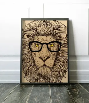 Lion Poster Art Print Canvas Hipster Animal