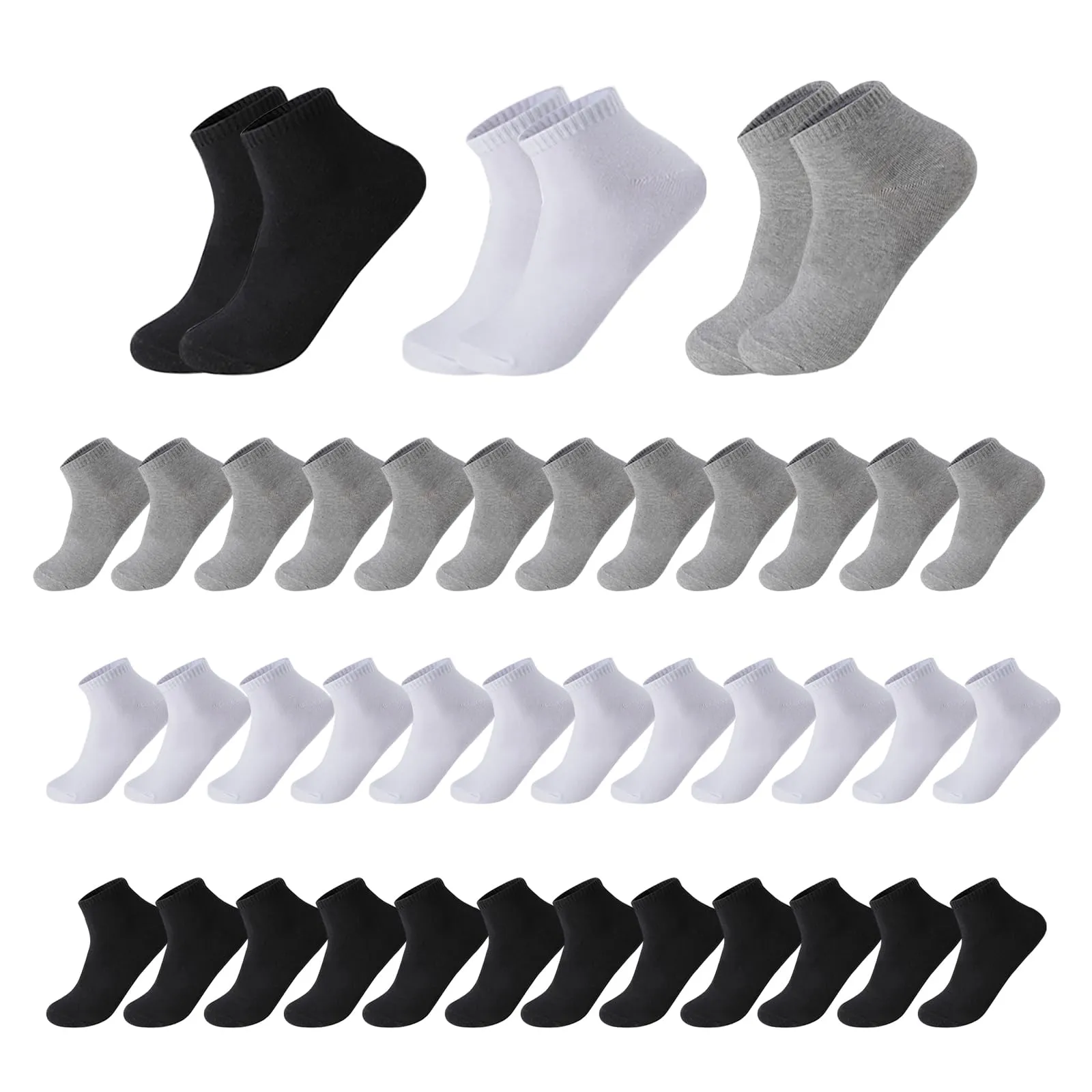 Liubeili 110 Pairs Mens Socks Bulk Breathable Casual Sports Ankle Socks Bulk for Homeless Unisex Adult (Low cut ankle socks, Cotton Polyester)