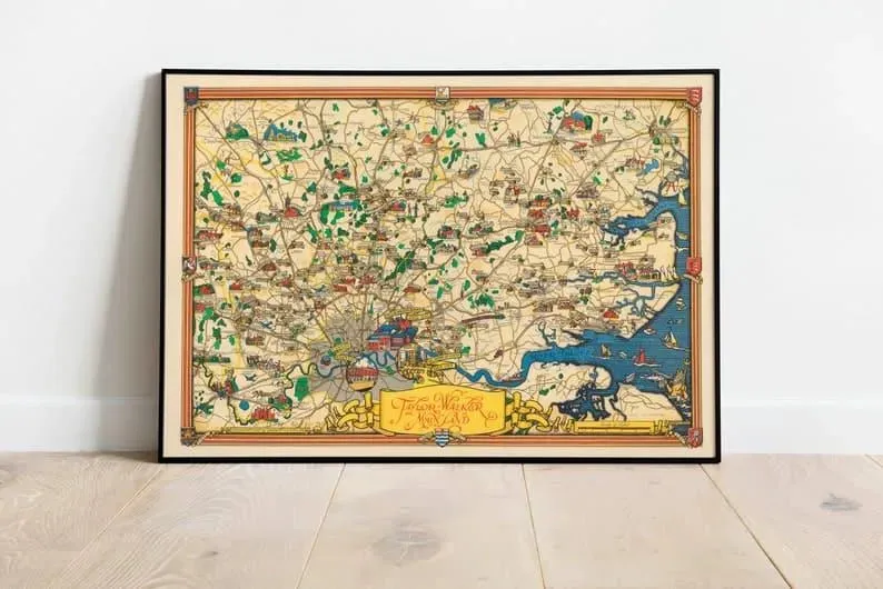 London City Map 1950| Vintage Map Wall Poster