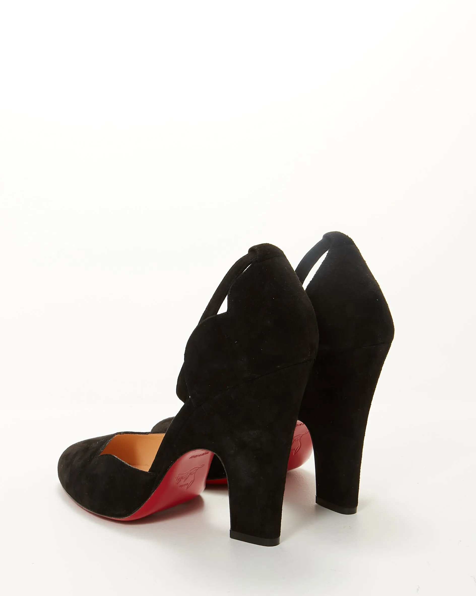 Louboutin Black Suede Strap Heels - 41