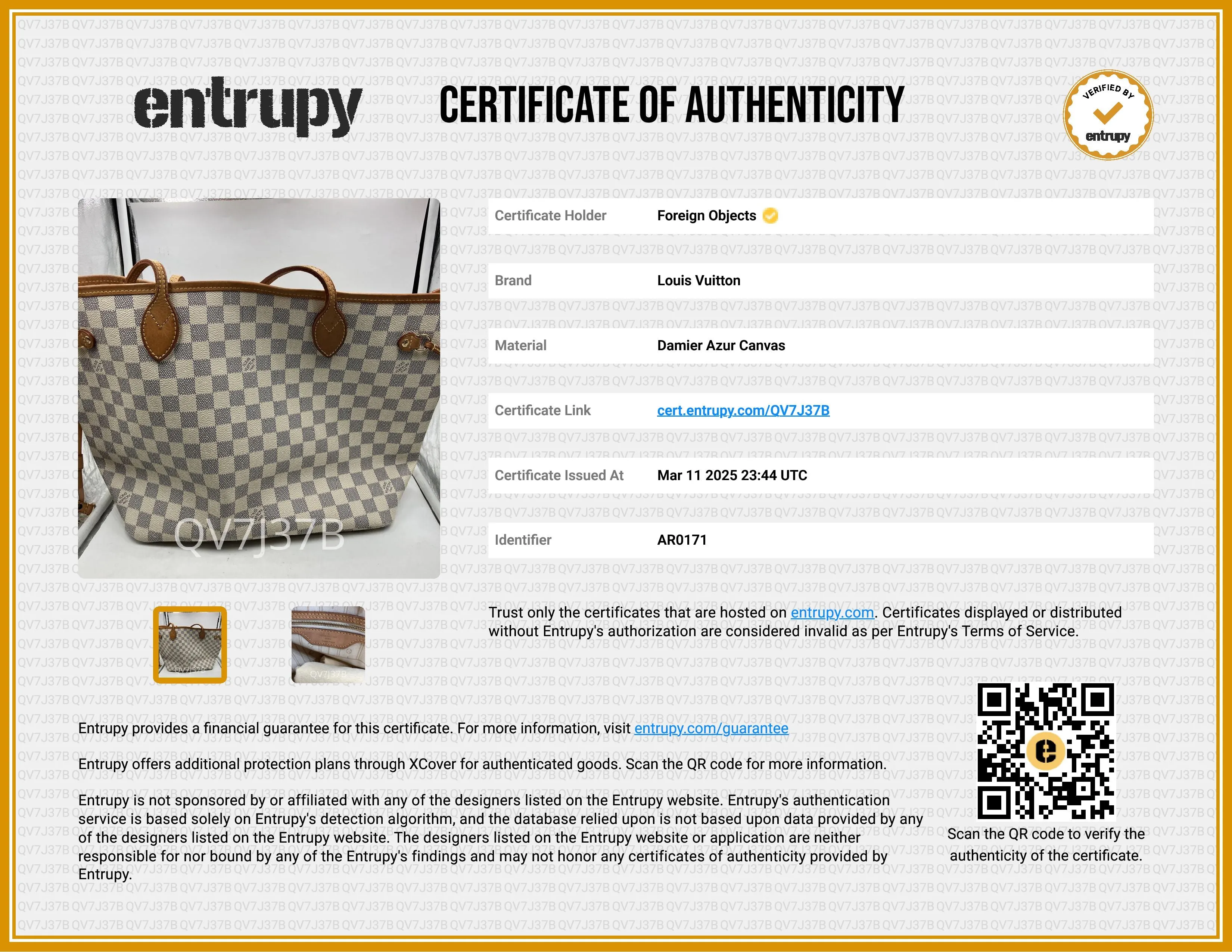 Louis Vuitton Damier Azur Canvas Neverfull MM Tote Bag AR0171