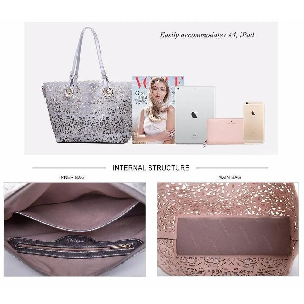 <bold>Tote & Crossbody Bag Set <br>Vegan-Leather