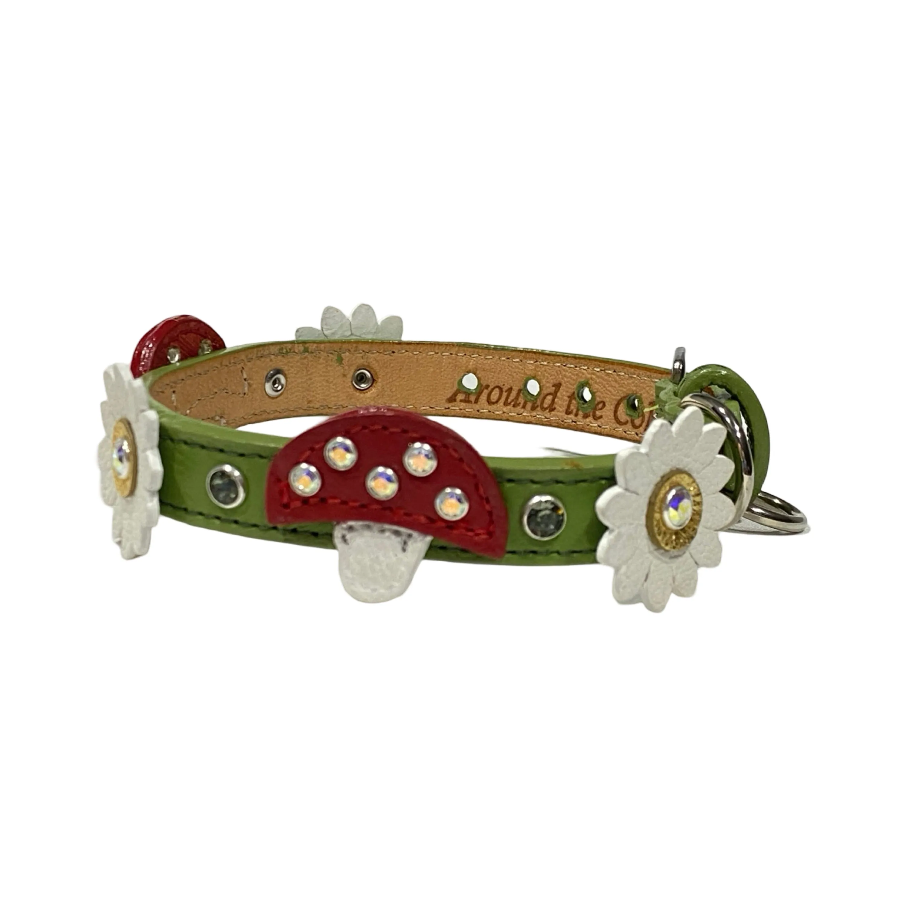 Luna Dog Collar with Mushrooms & Flowers