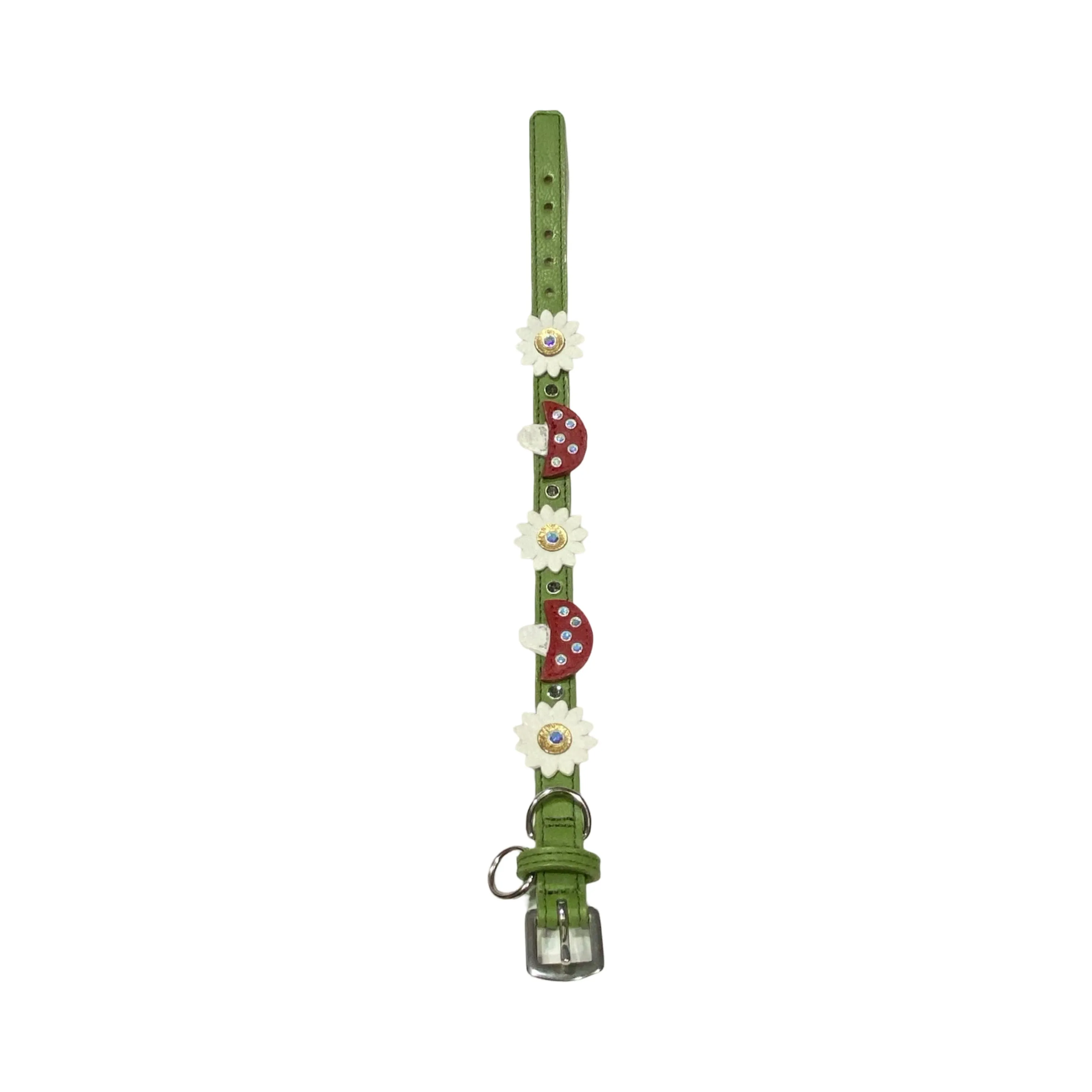 Luna Dog Collar with Mushrooms & Flowers