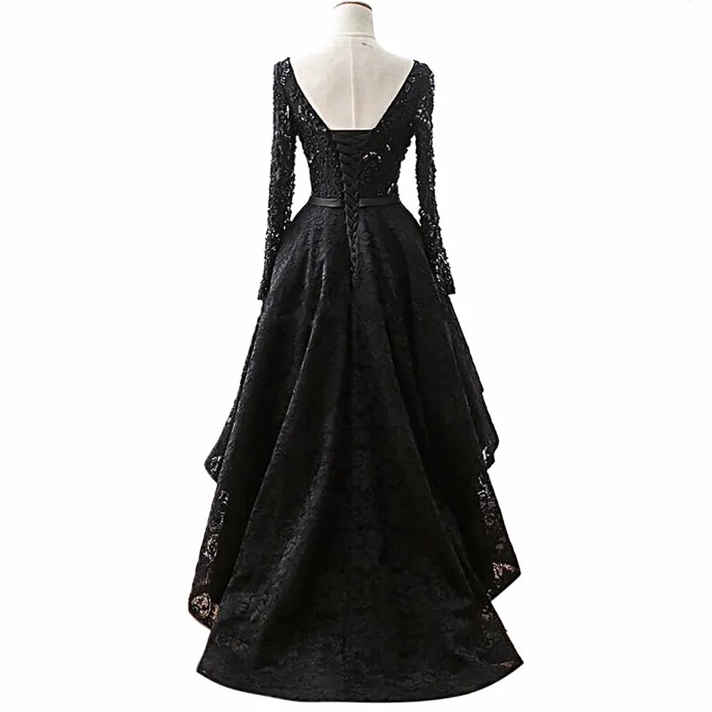Luxury 2018 Beaded Crystals High Low Robe De Vestidos Lace Prom Evening Party Gowns