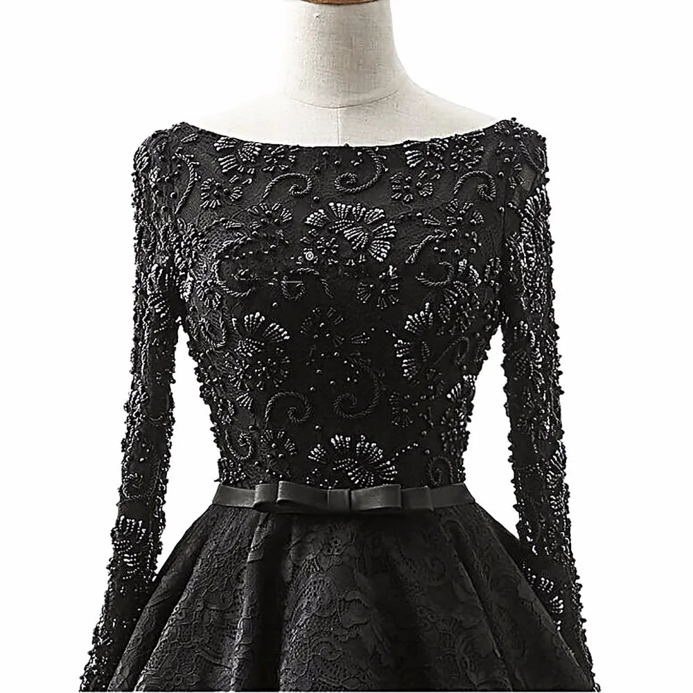 Luxury 2018 Beaded Crystals High Low Robe De Vestidos Lace Prom Evening Party Gowns
