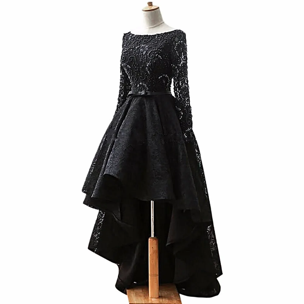 Luxury 2018 Beaded Crystals High Low Robe De Vestidos Lace Prom Evening Party Gowns