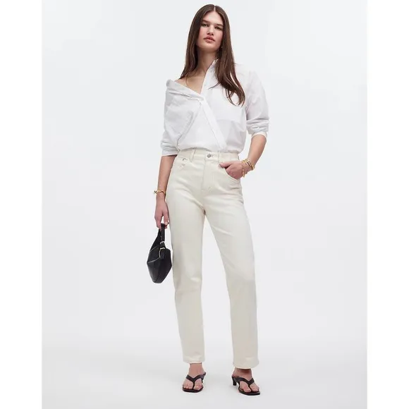 MADEWELL Cream vintage canvas The '90s Straight Jean NWT Size 26T