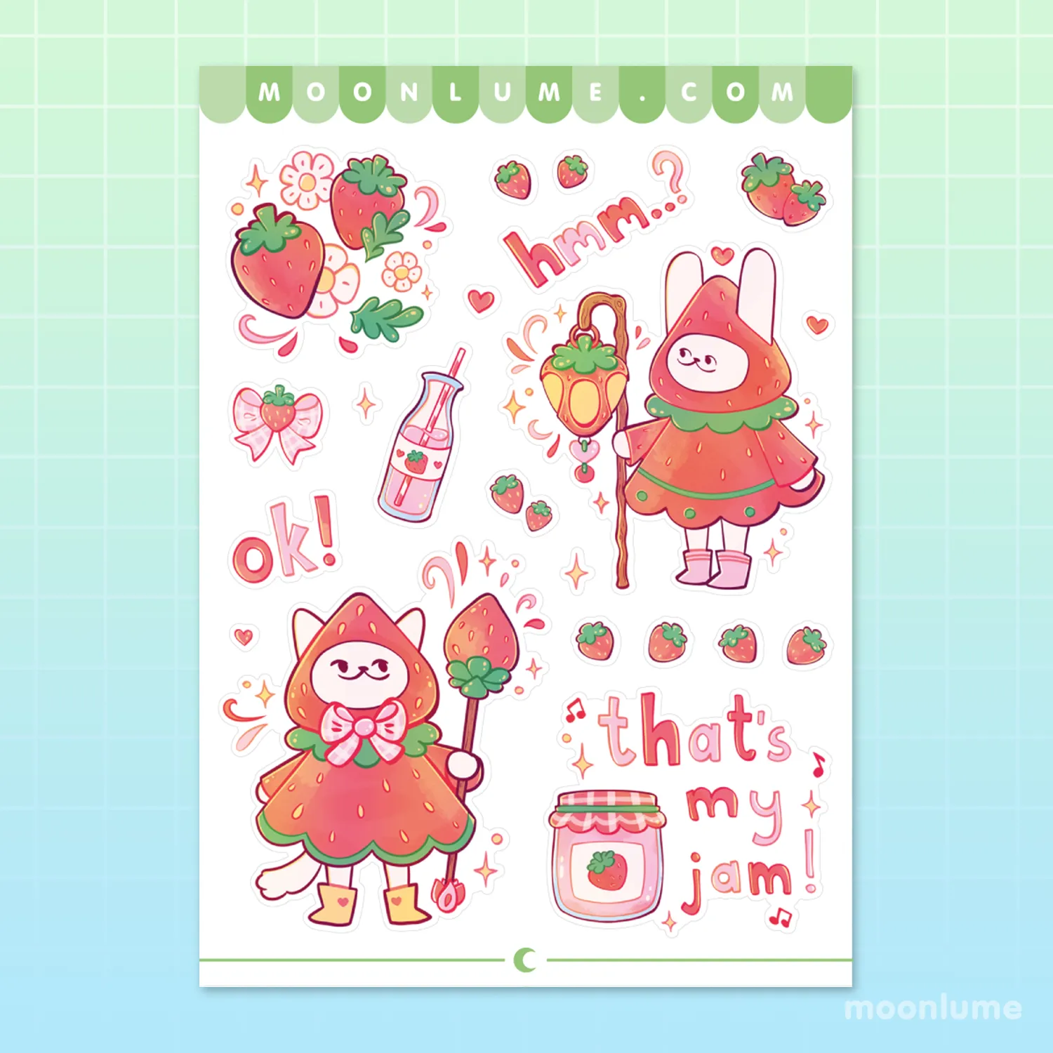 Magical Strawberry Friends - matte vinyl sticker sheet