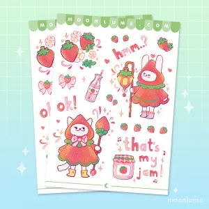 Magical Strawberry Friends - matte vinyl sticker sheet