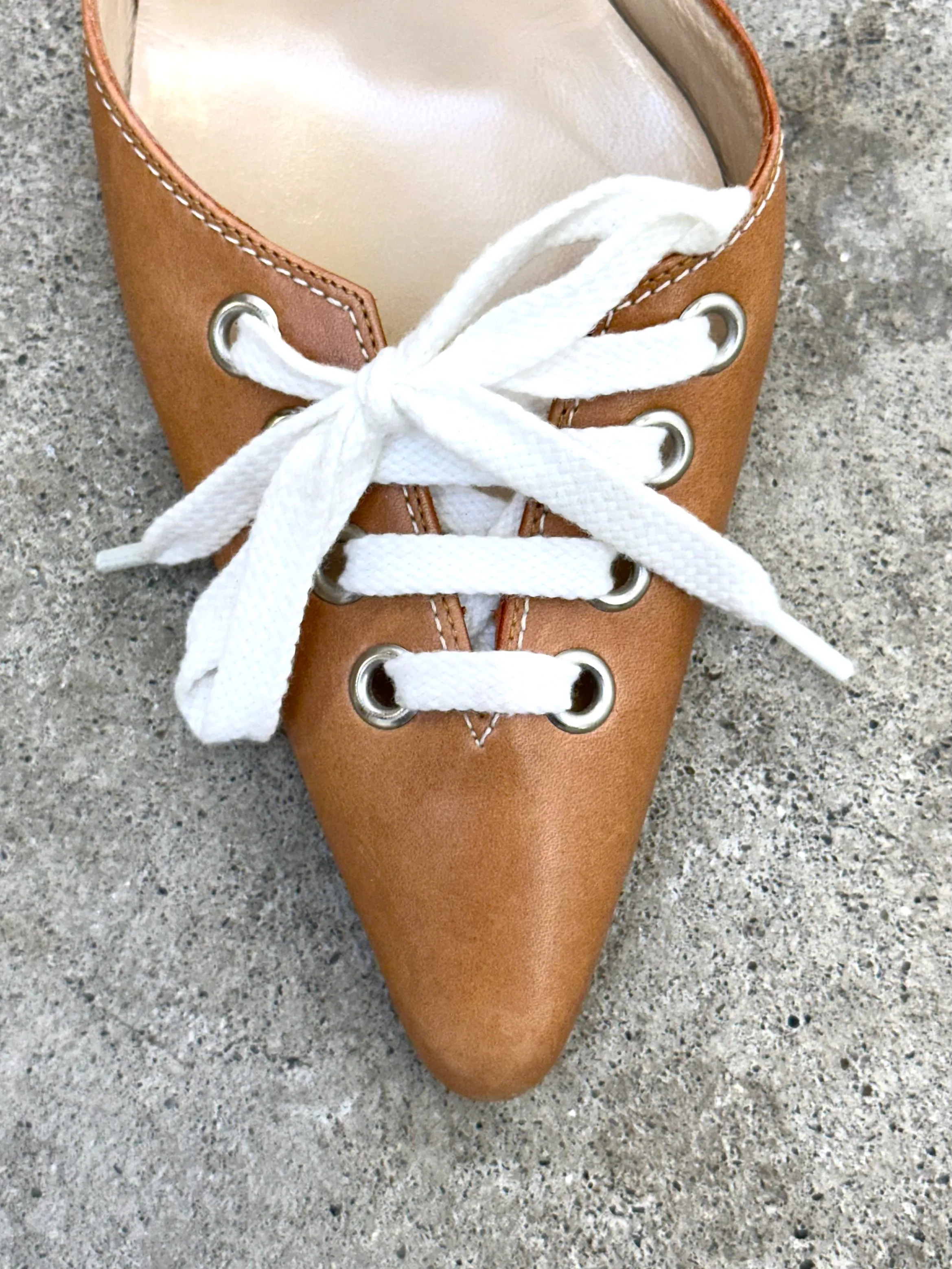 Manolo Blahnik Lace-Up Kitten Heels