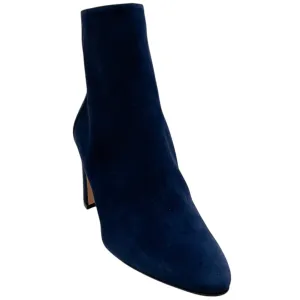 Manolo Blahnik Navy Blue Suede Rosie Booties