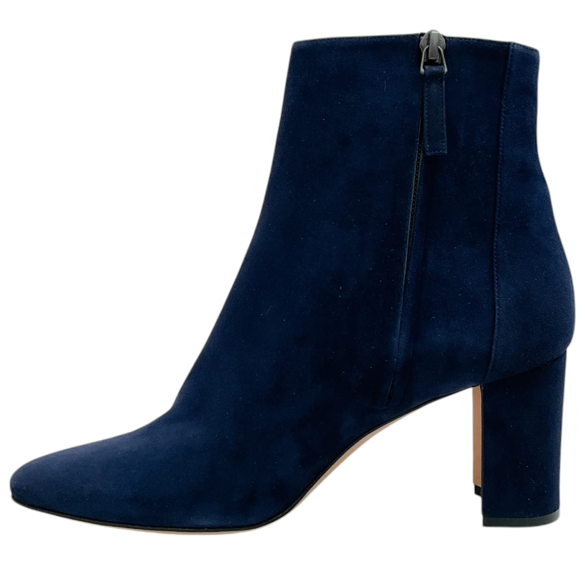 Manolo Blahnik Navy Blue Suede Rosie Booties